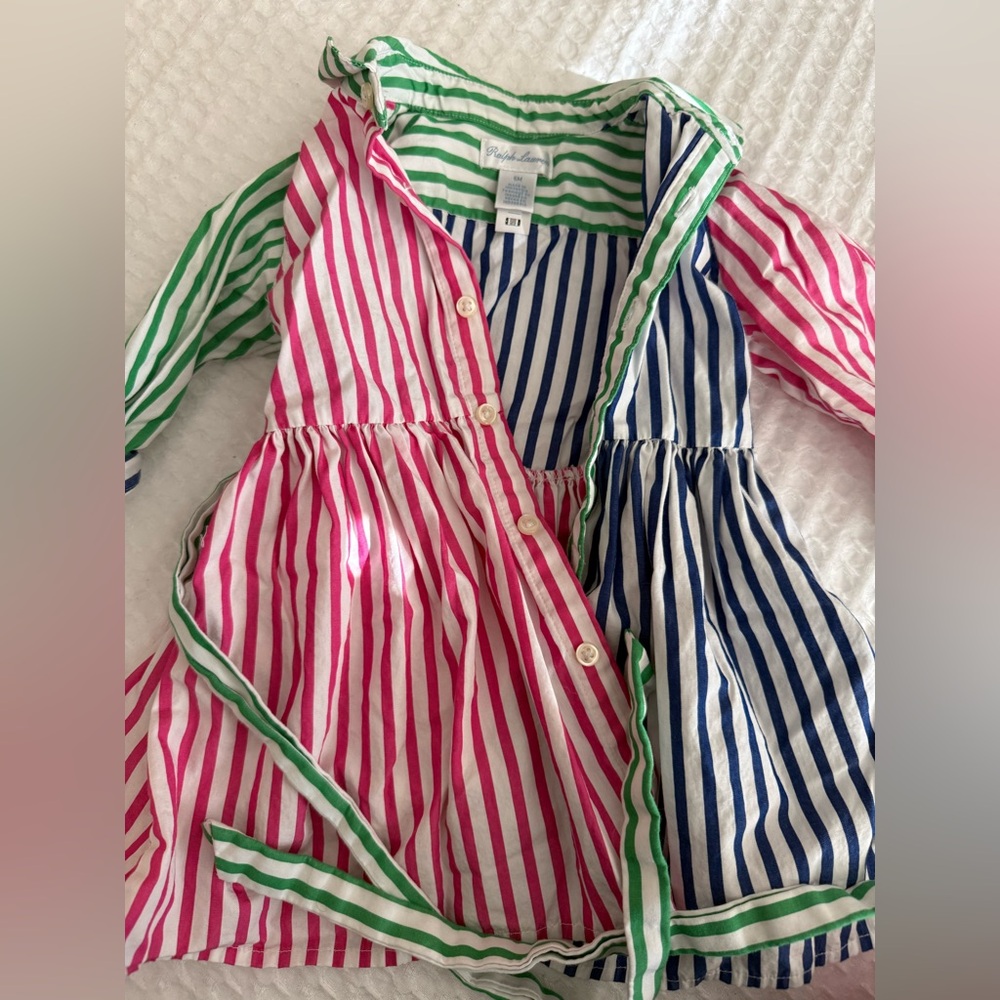 Ralph Lauren Green and Blue Striped Dress